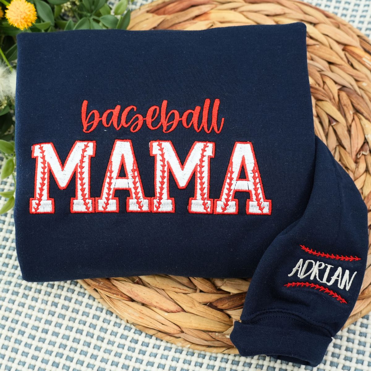 Baseball Mama Sweatshirt, Custom Embroidered Gifts for Baseball Mom