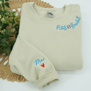 Custom Embroidered Baseball Sweatshirt, Personalized Game Day Team Hoodie