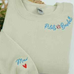Custom Embroidered Baseball Sweatshirt, Personalized Game Day Team Hoodie