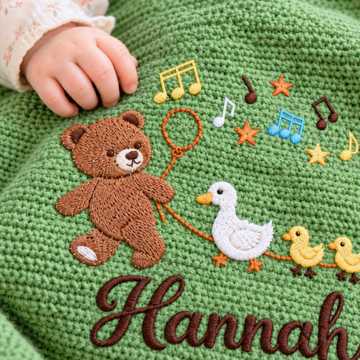 Custom Teddy Bear Baby Blanket, Embroidered Duck Baby Gift, Baby Shower Gifts For Girls