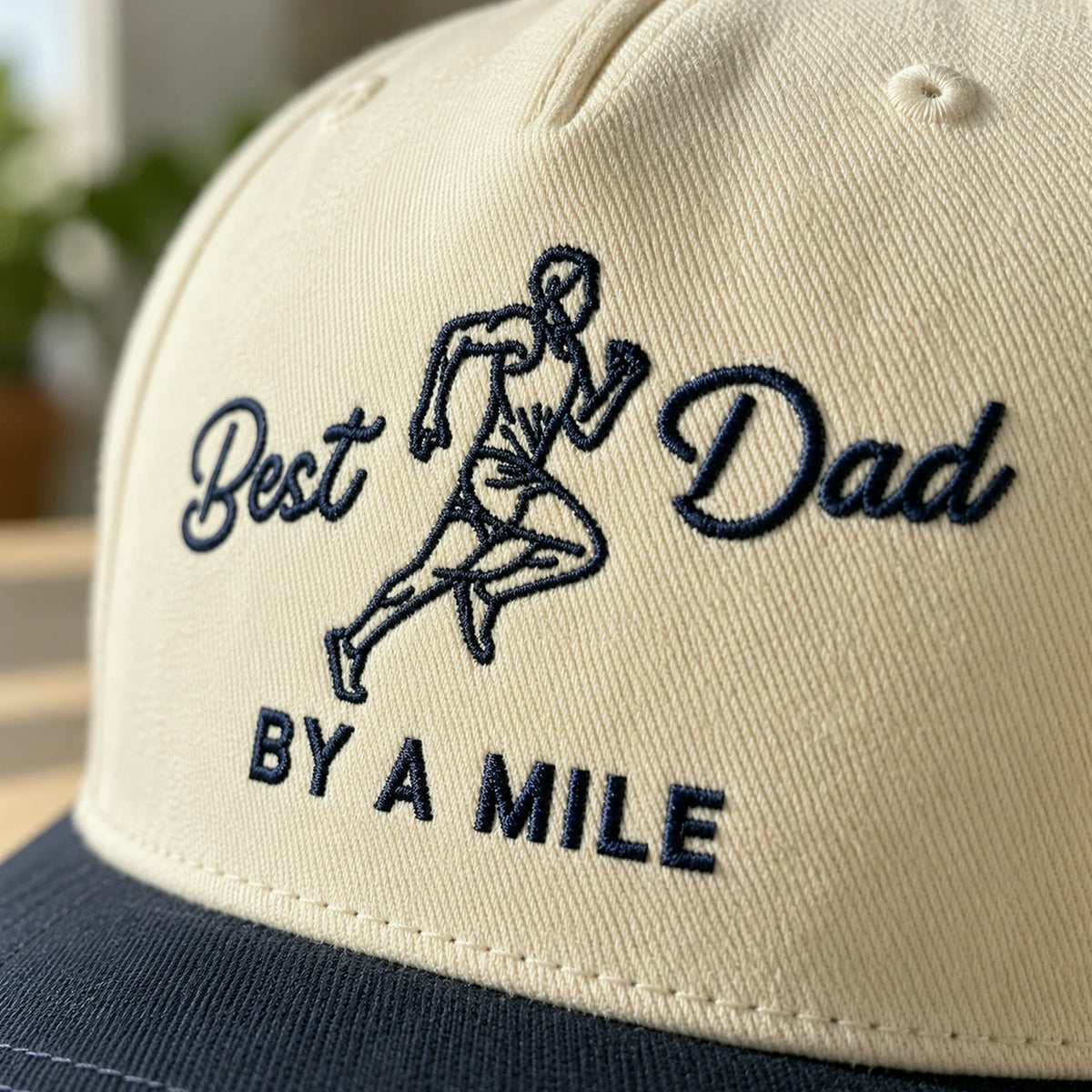 Best Dad By A Mile Snapback Hat - Embroidered Gift with Dad Runner Cap