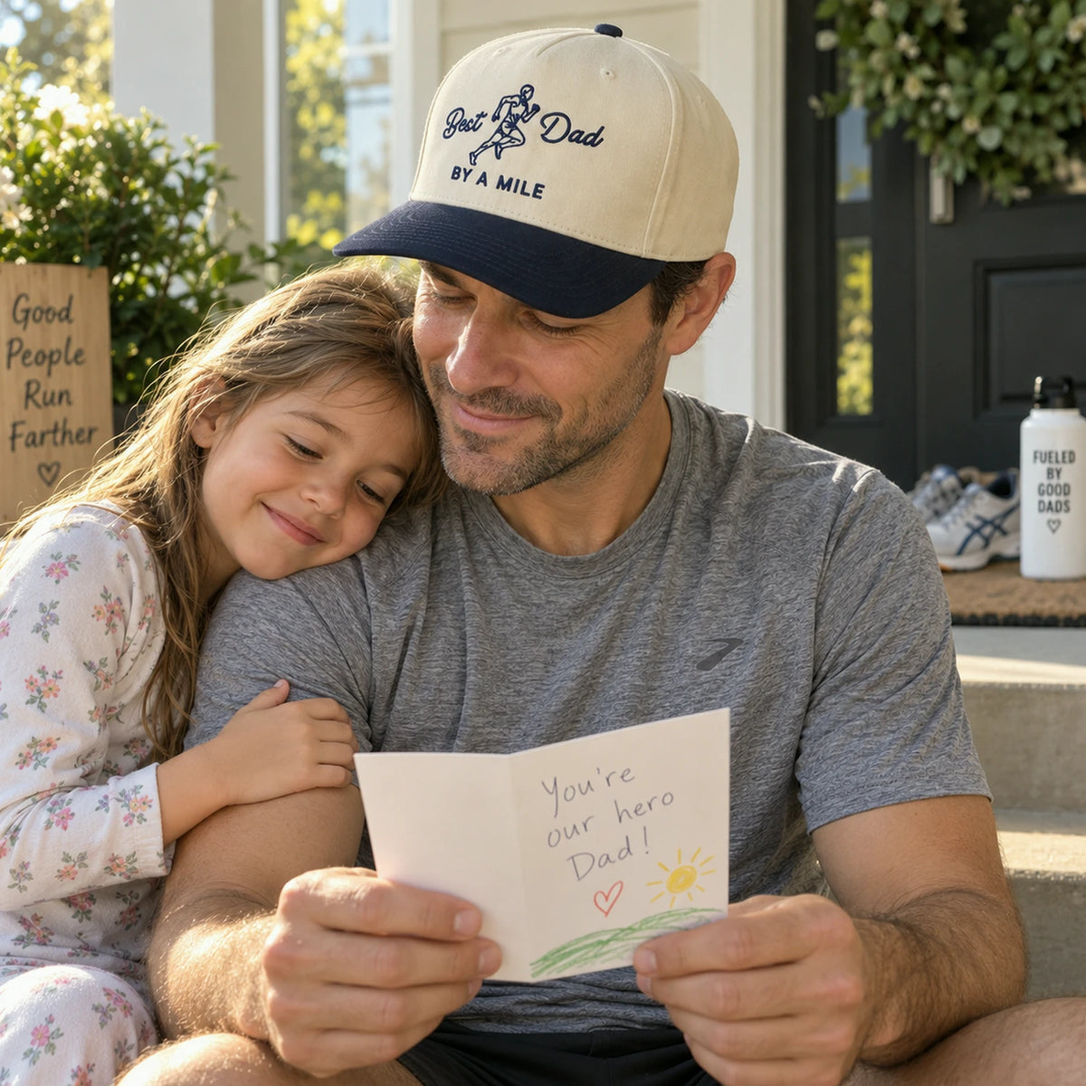 Best Dad By A Mile Snapback Hat - Embroidered Gift with Dad Runner Cap