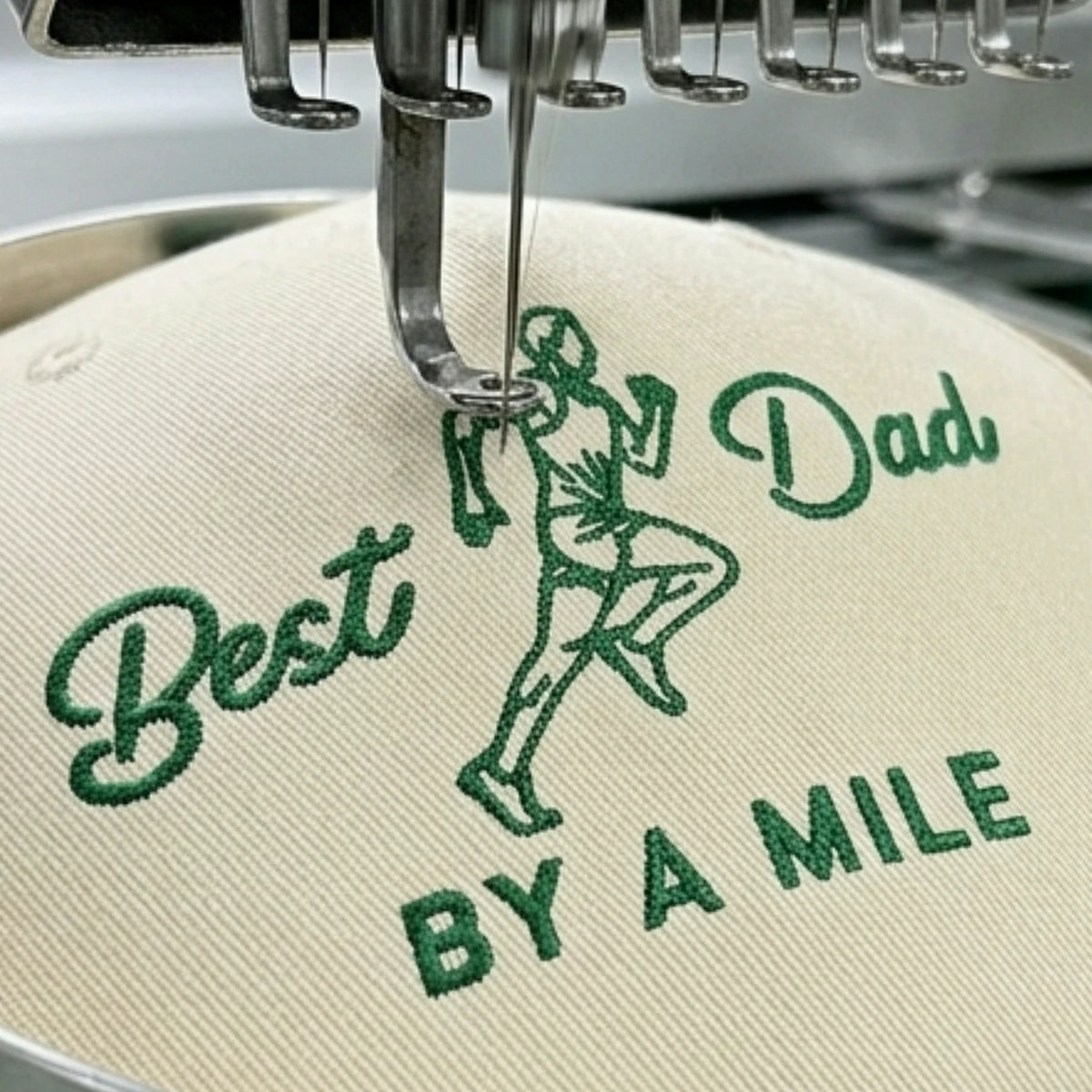 Best Dad By A Mile Snapback Hat - Embroidered Gift with Dad Runner Cap