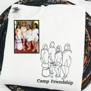Personalized Embroidered Line Art Drawing Sweatshirt From Photo for Best Friend or Soul Sister, Gift for BFF