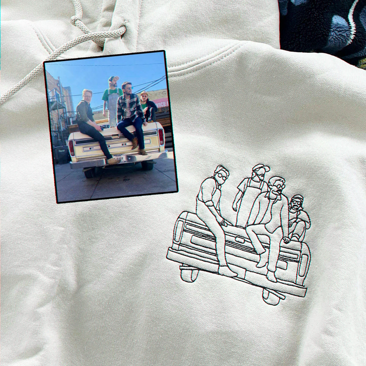 Personalized Embroidered Line Art Drawing Sweatshirt From Photo for Best Friend or Soul Sister, Gift for BFF