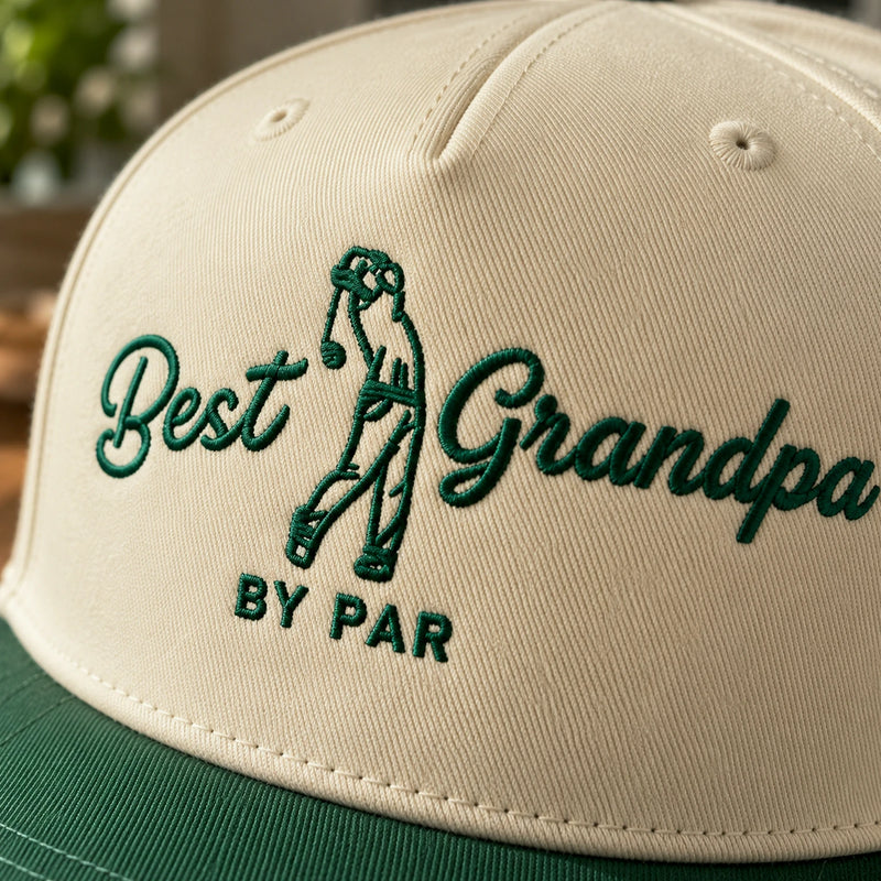 Best Grandpa By Par Snapback Hat - Embroidered Gift with Grandpa Golf Cap