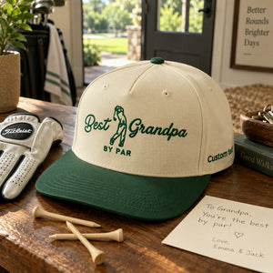Best Grandpa By Par Snapback Hat - Embroidered Gift with Grandpa Golf Cap