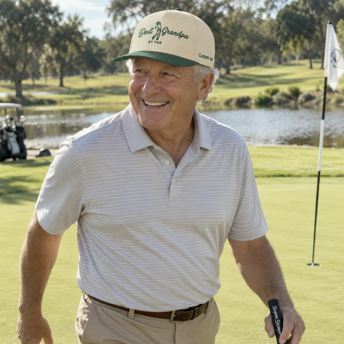 Best Grandpa By Par Snapback Hat - Embroidered Gift with Grandpa Golf Cap