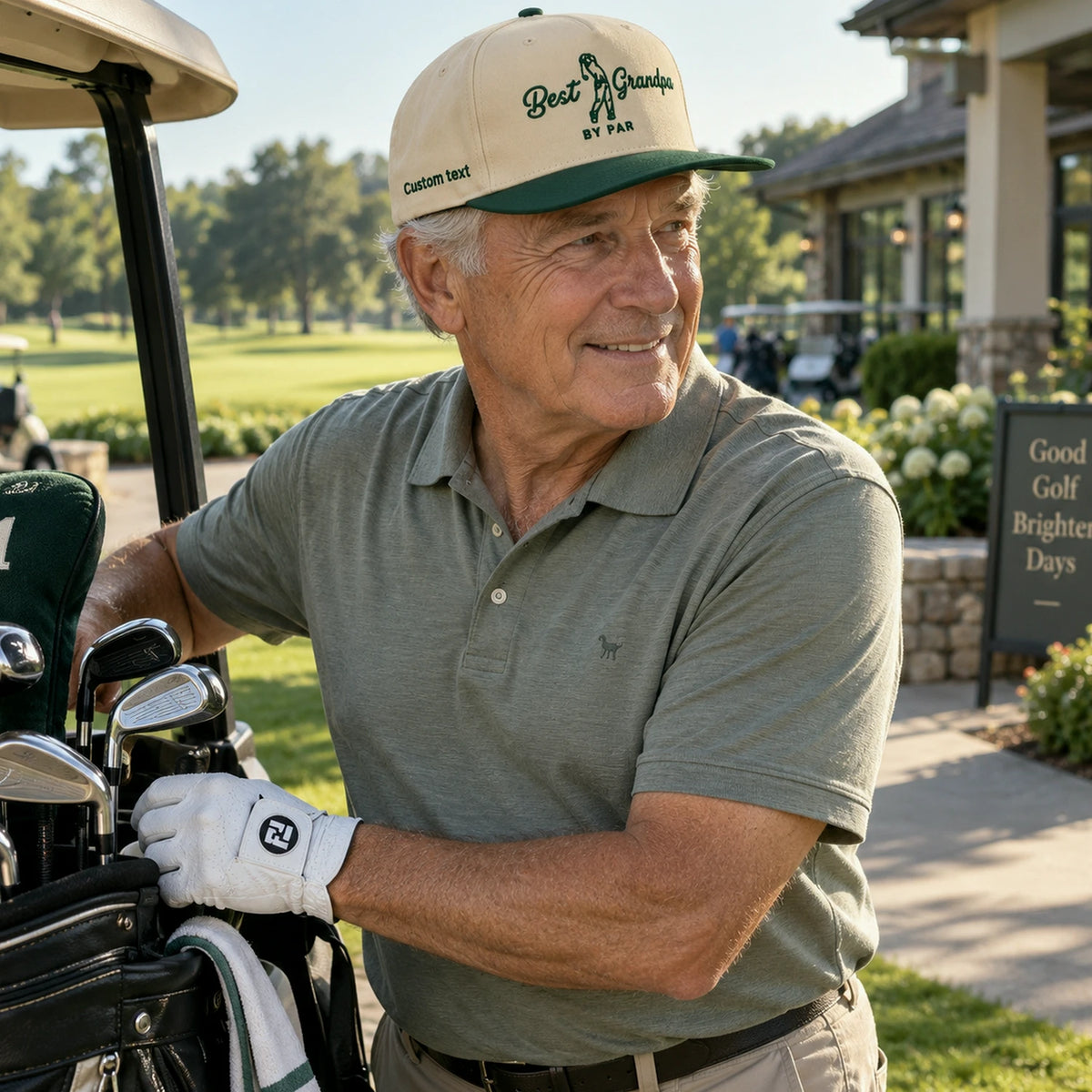 Best Grandpa By Par Snapback Hat - Embroidered Gift with Grandpa Golf Cap