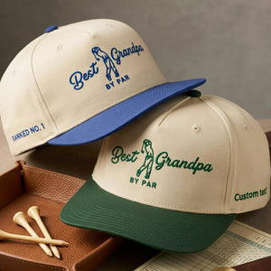 Best Grandpa By Par Snapback Hat - Embroidered Gift with Grandpa Golf Cap