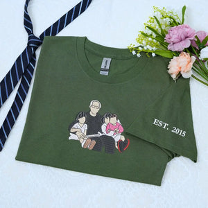 Custom embroidered grandpa shirt with photo and sleeve text, perfect personalized gift for Father’s Day or birthday
