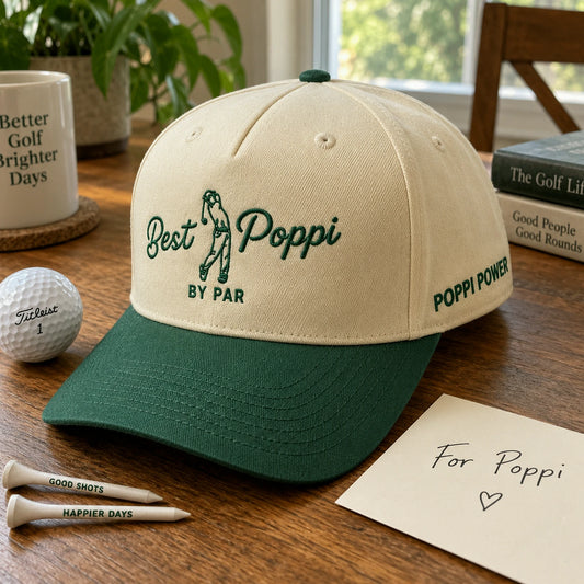Best Poppi By Par Snapback Hat - Embroidered Cap for New Grandpa Golf Gift