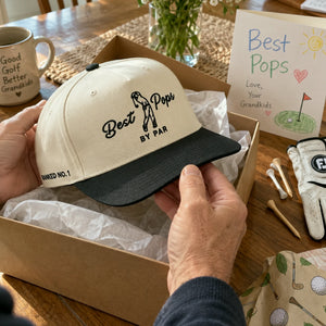 Best Pops By Par Snapback Hat - Embroidered Cap for Dad Grandpa Golf Gift