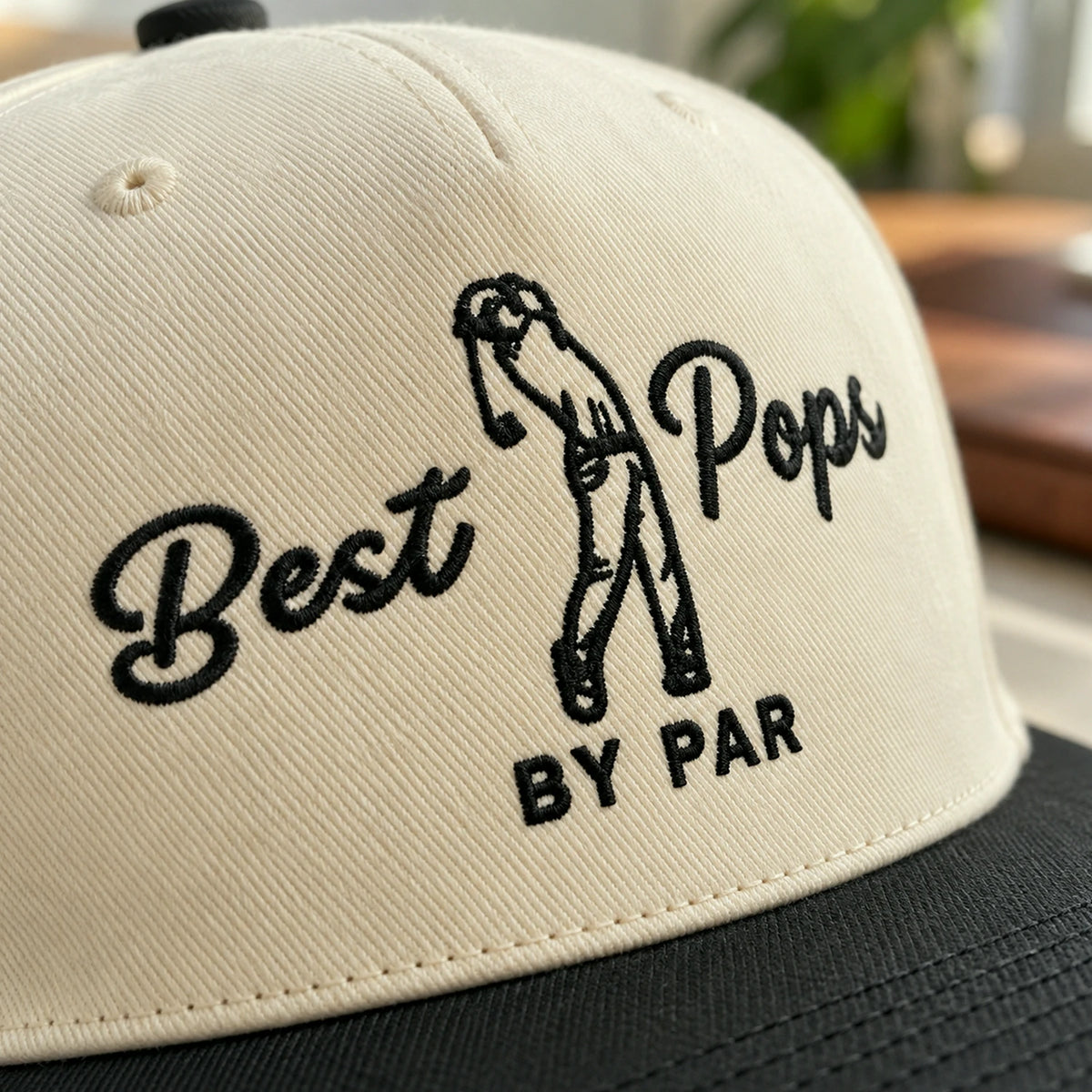 Best Pops By Par Snapback Hat - Embroidered Cap for Dad Grandpa Golf Gift