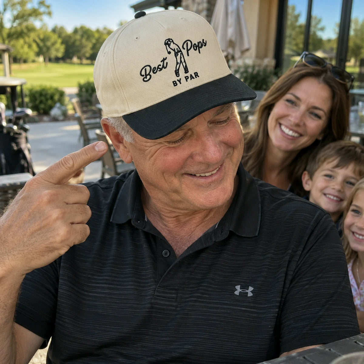 Best Pops By Par Snapback Hat - Embroidered Cap for Dad Grandpa Golf Gift