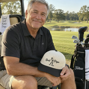 Best Pops By Par Snapback Hat - Embroidered Cap for Dad Grandpa Golf Gift