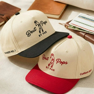 Best Pops By Par Snapback Hat - Embroidered Cap for Dad Grandpa Golf Gift