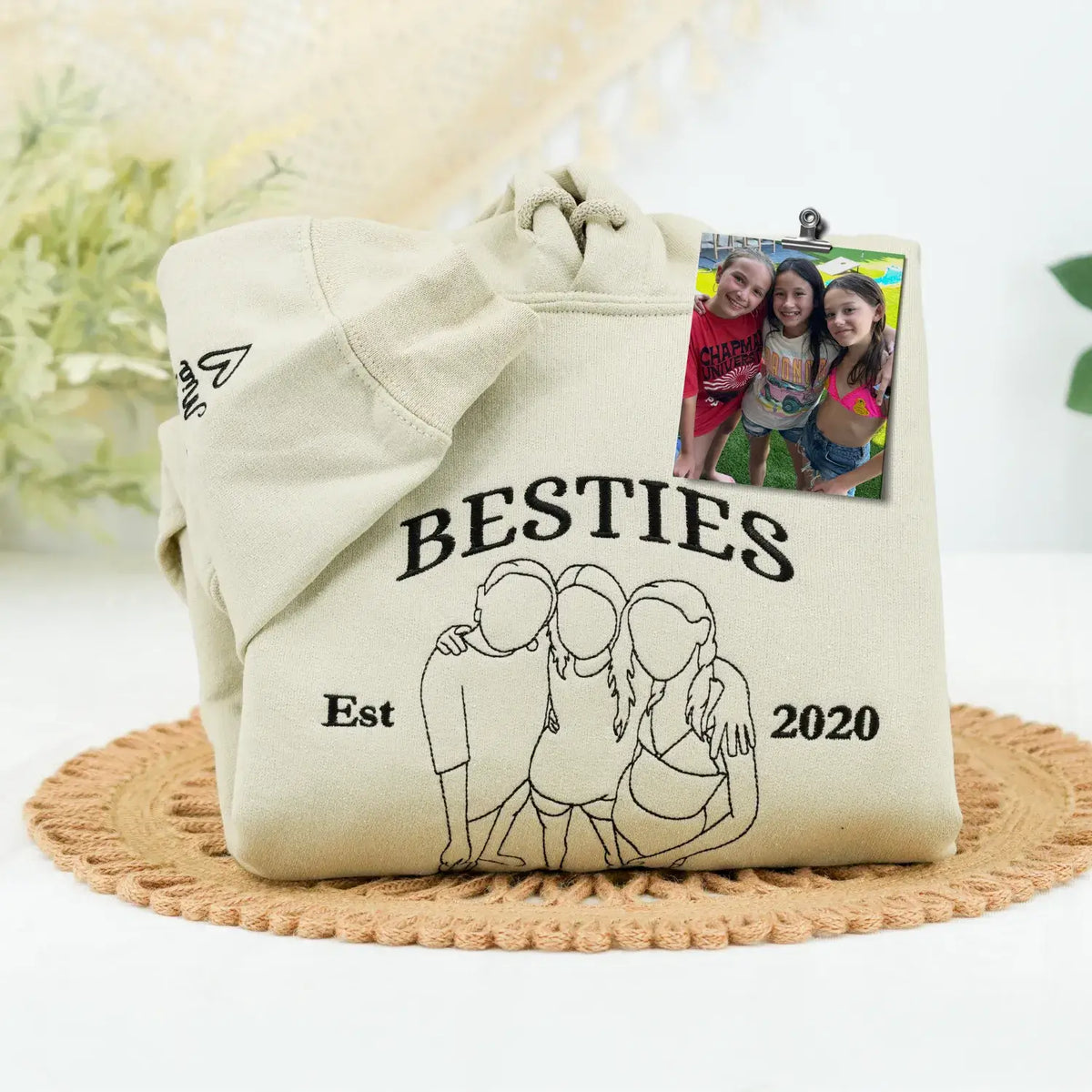 Personalized Best Friend Sweatshirt, Custom Embroidered Portrait Photo Sweatshirt, Hoodie