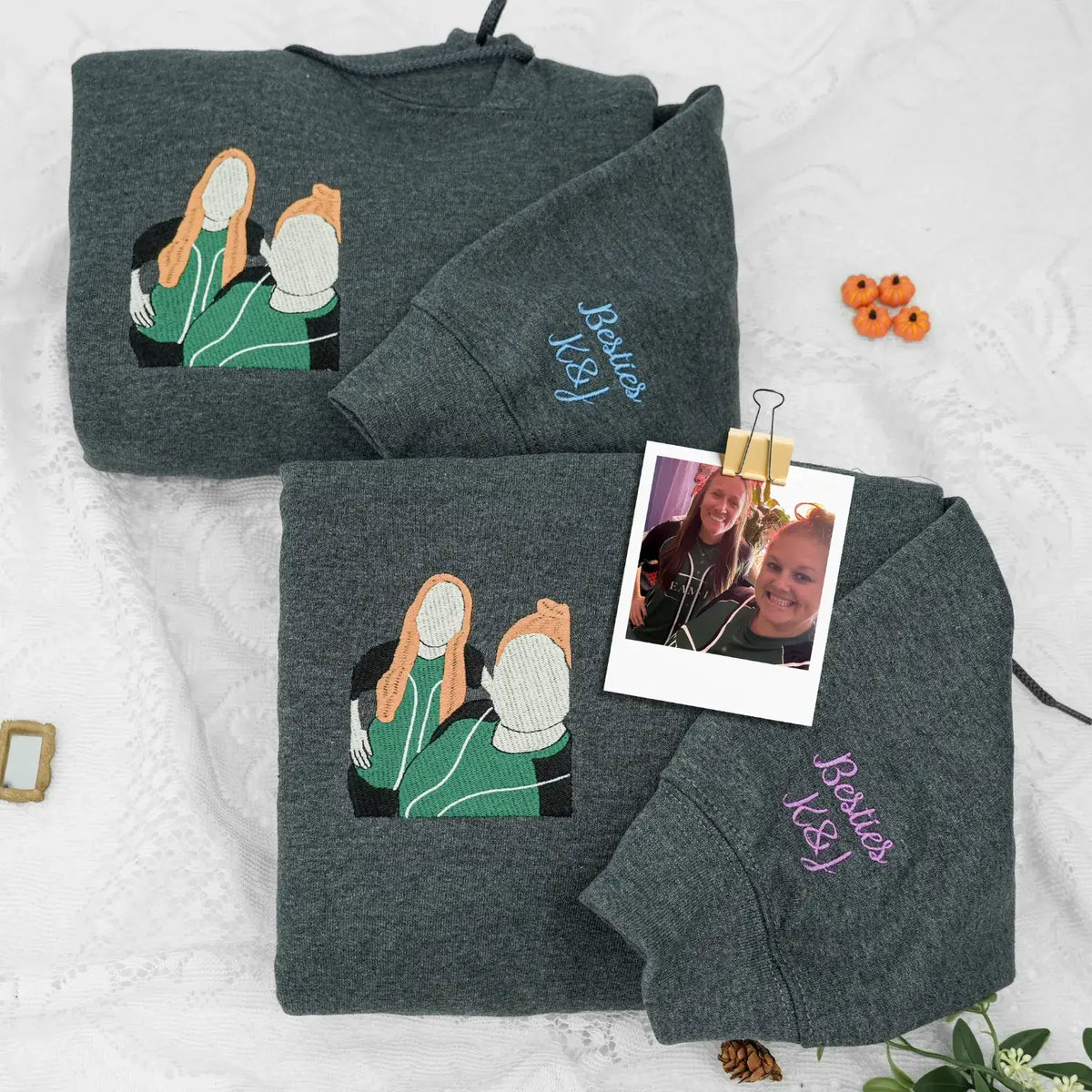 Personalized Best Friend Sweatshirt, Custom Embroidered Portrait Photo Sweatshirt, Hoodie