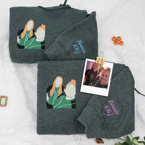 Personalized Best Friend Sweatshirt, Custom Embroidered Portrait Photo Sweatshirt, Hoodie