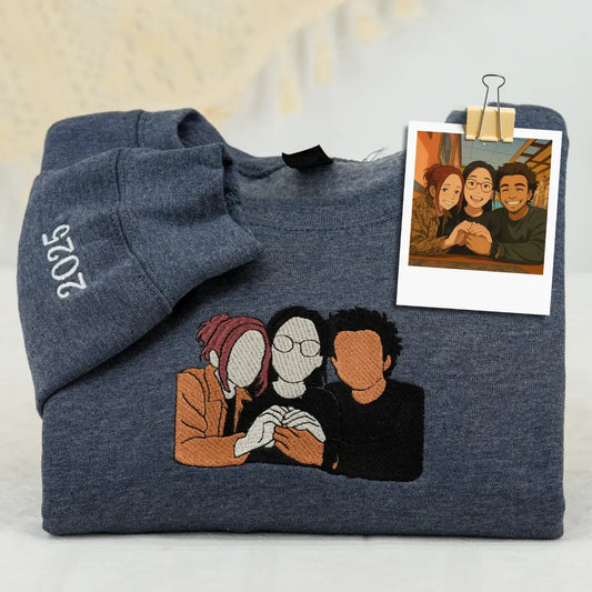 Personalized Best Friend Sweatshirt, Custom Embroidered Portrait Photo Sweatshirt, Hoodie