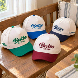 Matching Bestie EST 2016 custom named baseball caps for best friends gift set