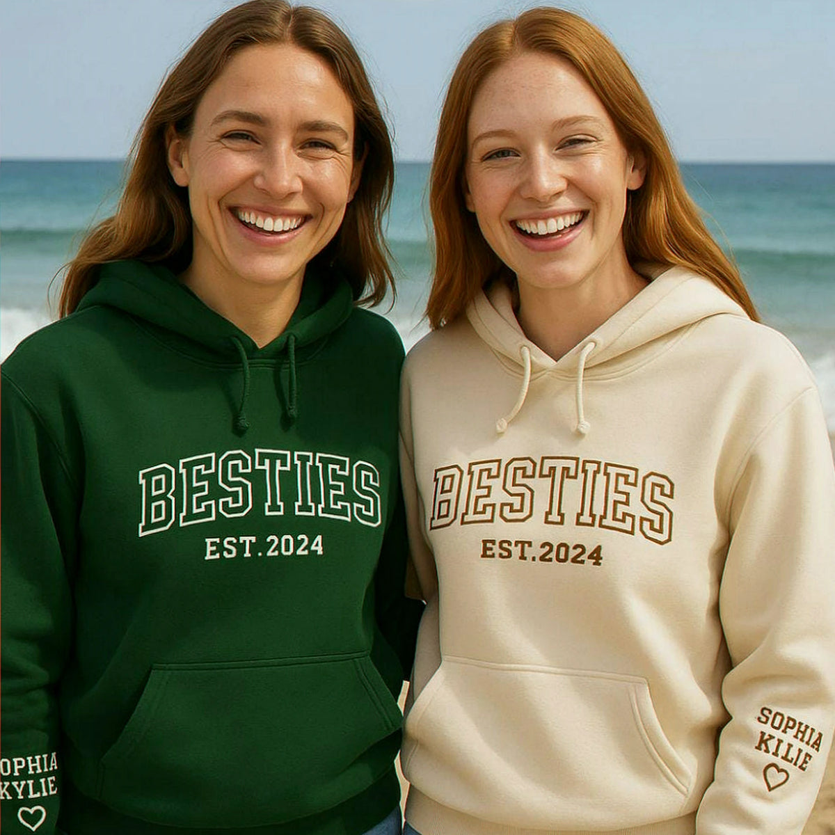 Custom Besties Embroidered Sweatshirt or Hoodie, Matching Personalized Gift for Best Friends