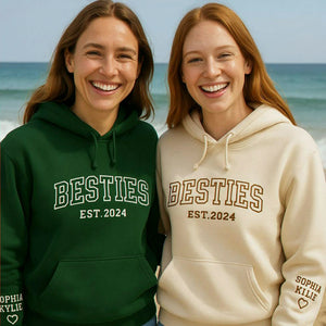 Custom Besties Embroidered Sweatshirt or Hoodie, Matching Personalized Gift for Best Friends