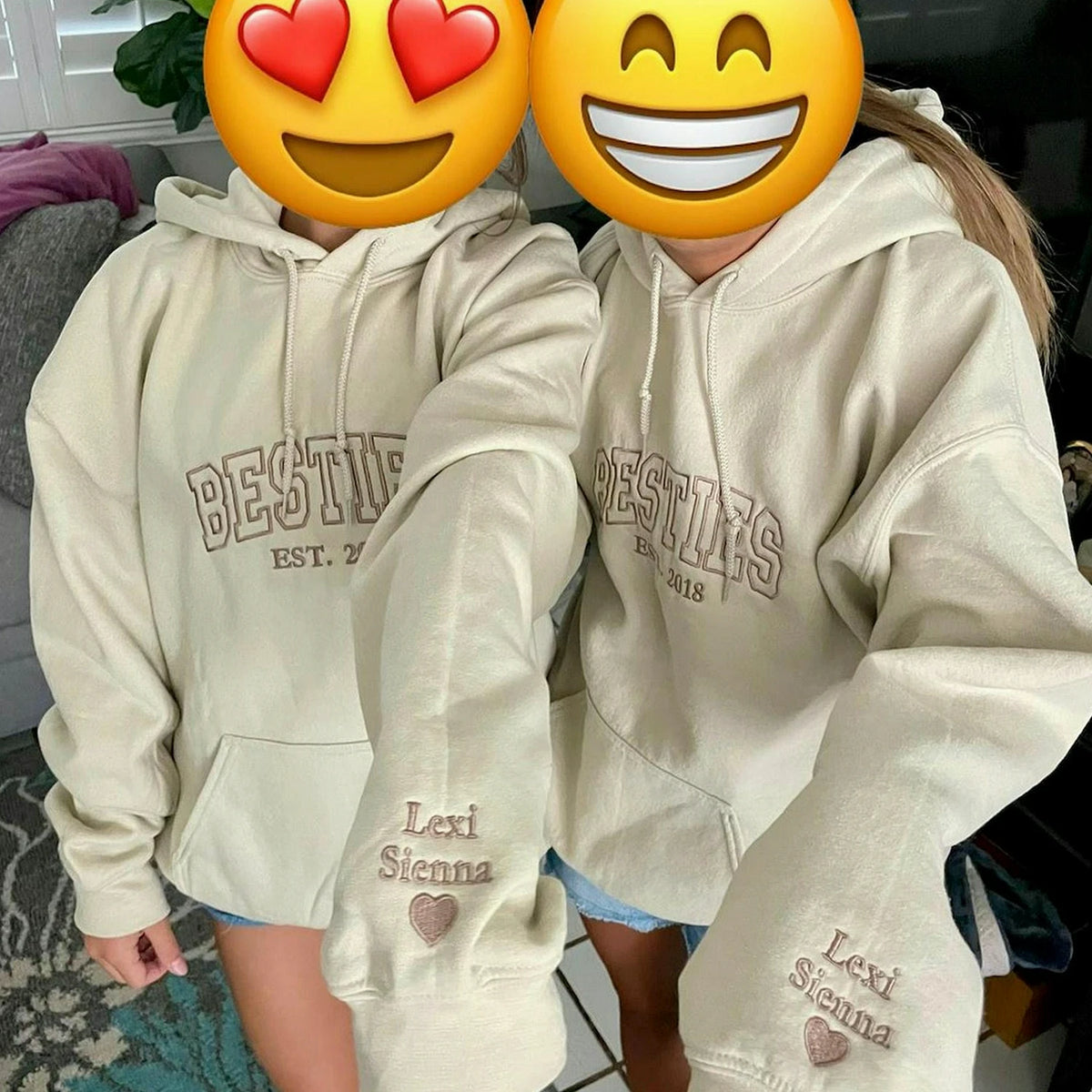 Custom Besties Embroidered Sweatshirt or Hoodie, Matching Personalized Gift for Best Friends