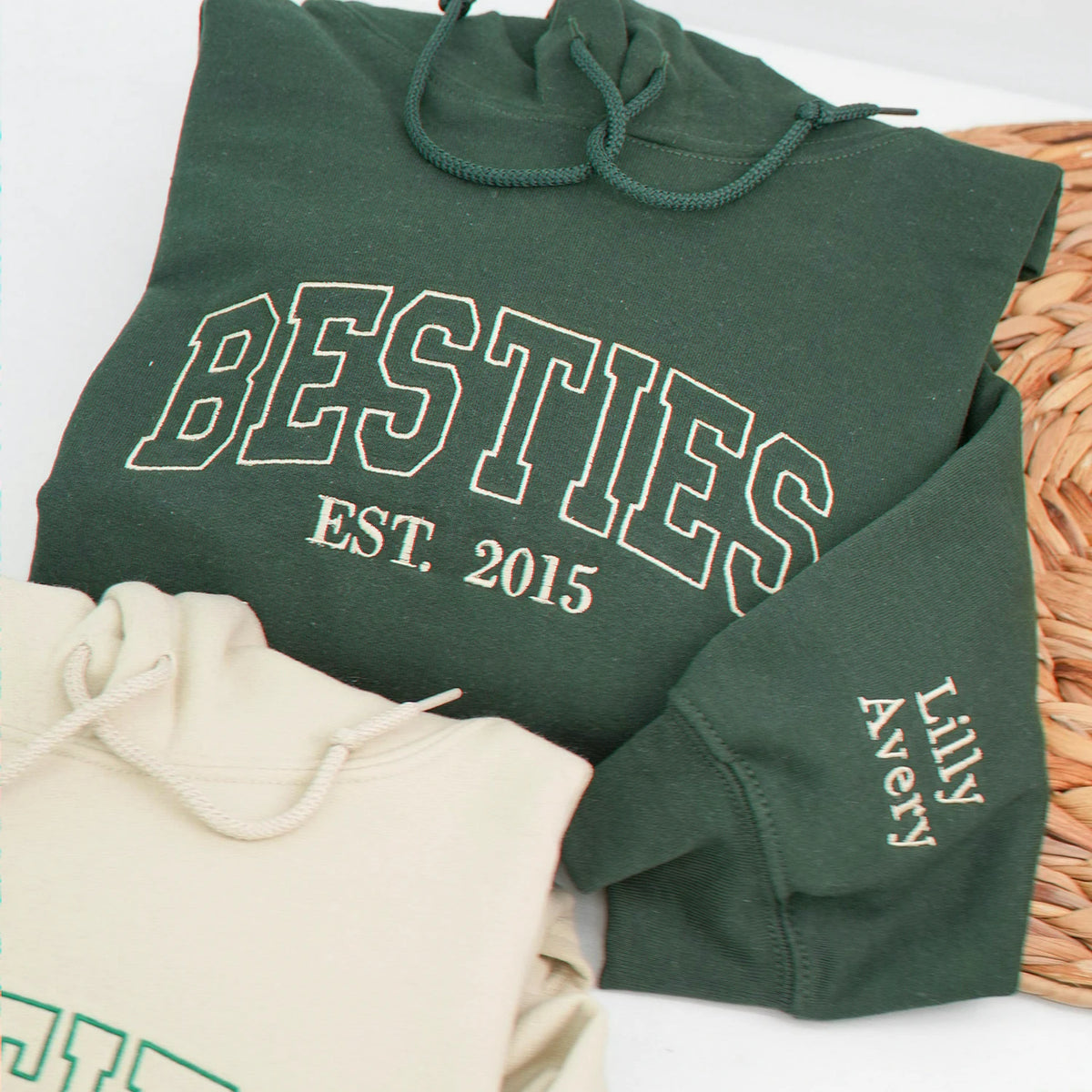 Personalized Besties Embroidered Sweatshirt, Matching BFF Gift with Names