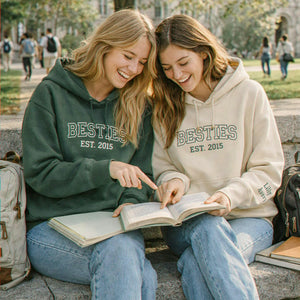 Personalized Besties Embroidered Sweatshirt, Matching BFF Gift with Names