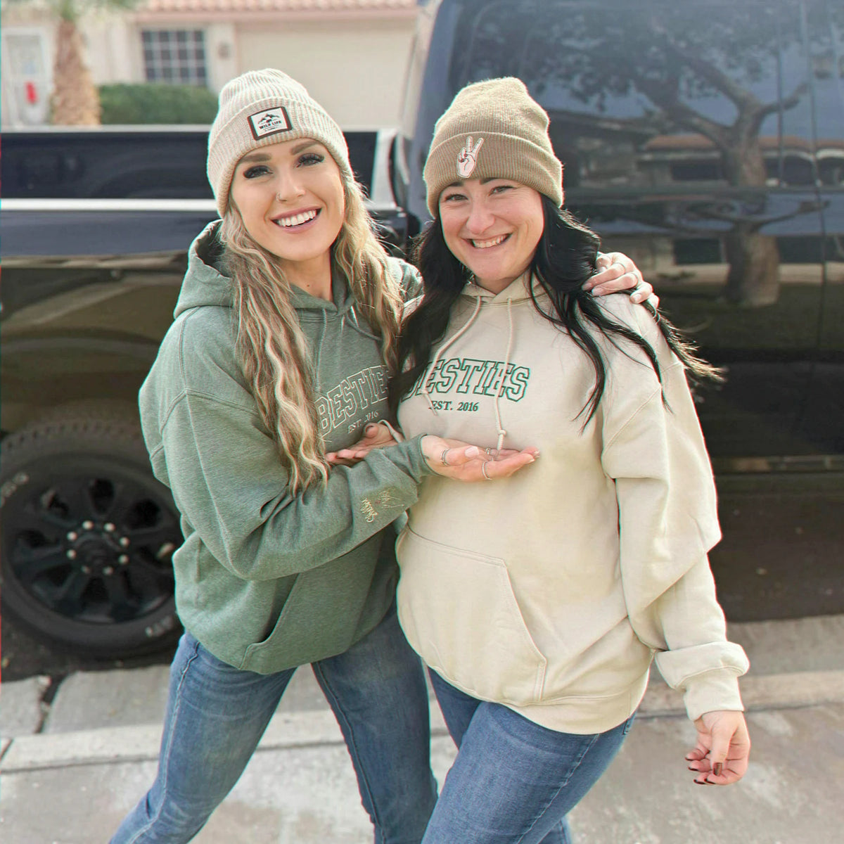 Personalized Besties Embroidered Sweatshirt, Matching BFF Gift with Names