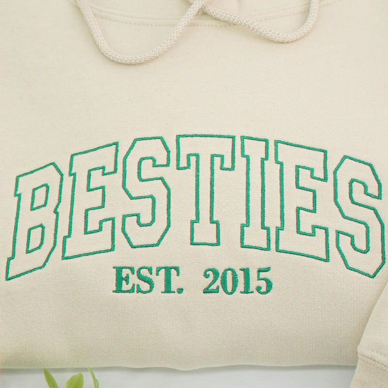 Personalized Besties Embroidered Sweatshirt, Matching BFF Gift with Names