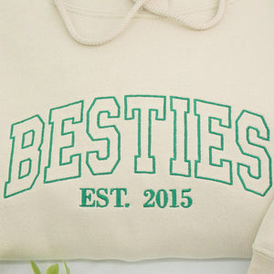 Personalized Besties Embroidered Sweatshirt, Matching BFF Gift with Names