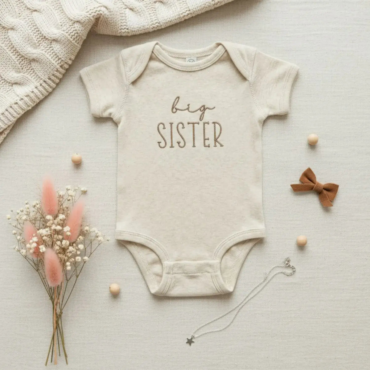 custom embroidered big brother baby bodysuit newborn sibling announcement outfit soft cotton baby onesie