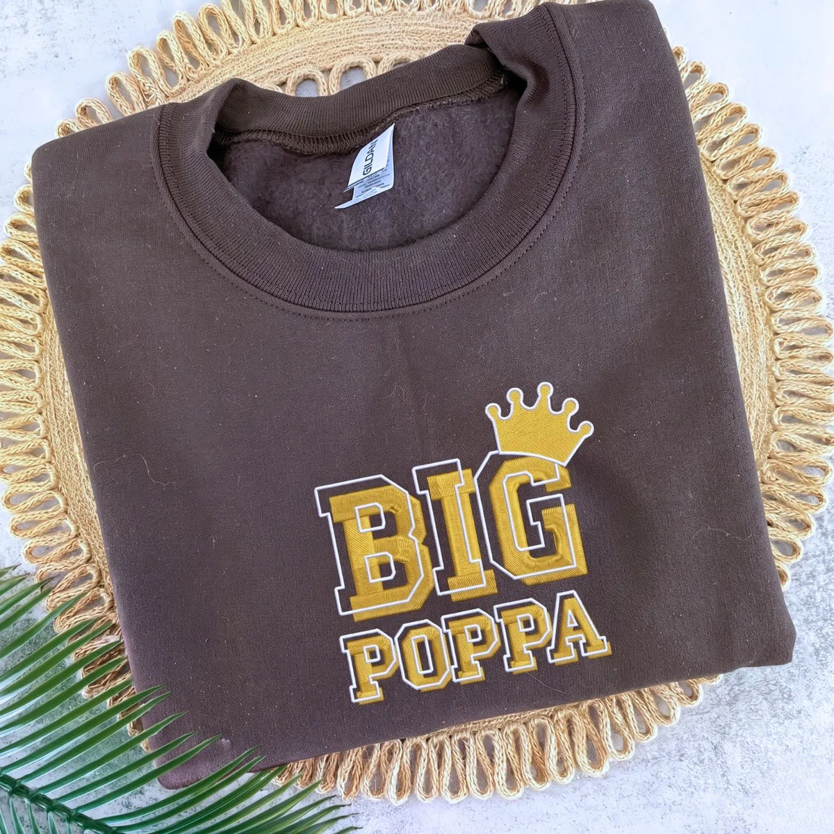 Custom Big Poppa embroidered hoodie with kids names personalized gift for new dad