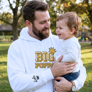 Custom Big Poppa embroidered hoodie with kids names personalized gift for new dad