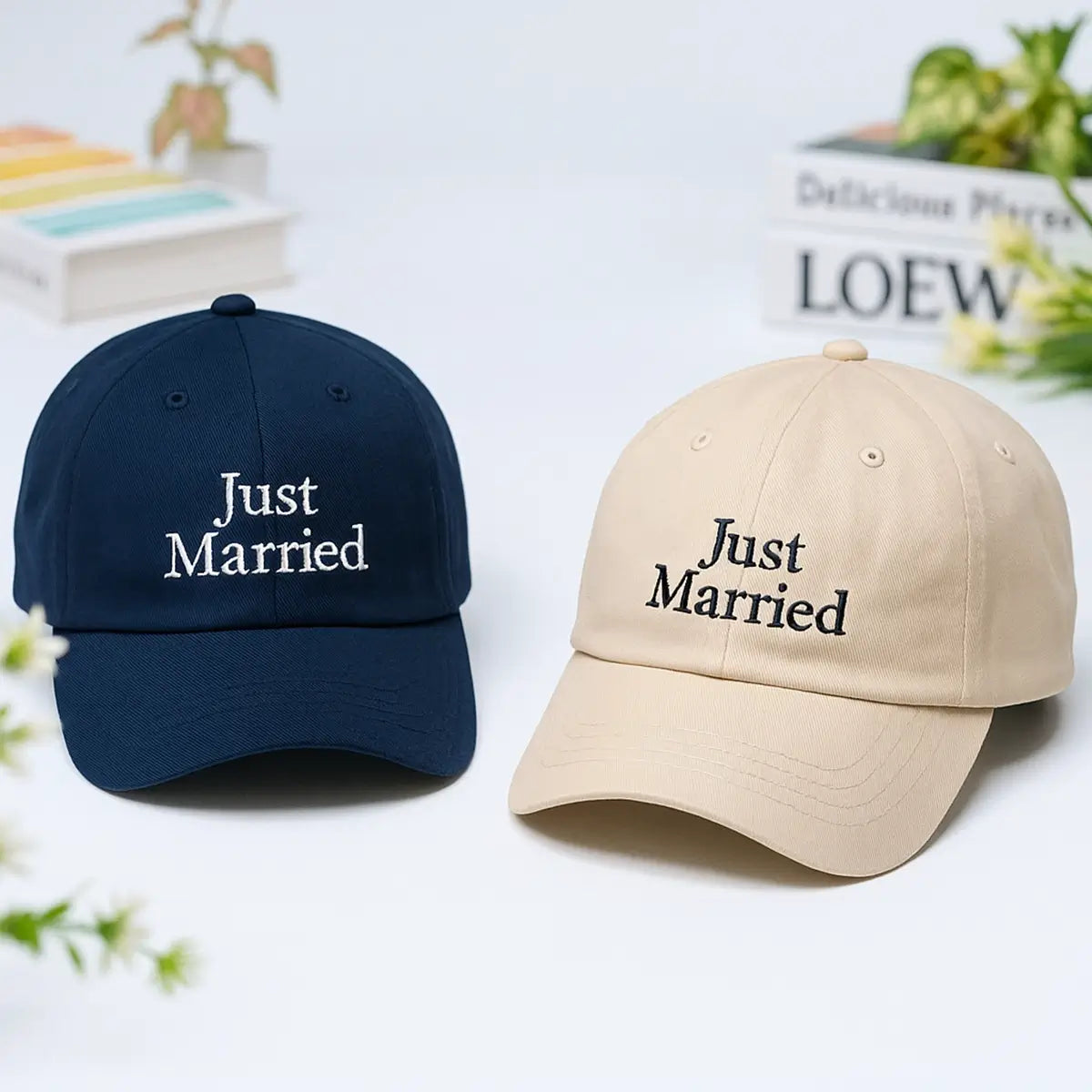 Custom Just Married Hat, Honeymoon Embroidered Gift, Wedding Gift, Groom Gift, Bride Gift