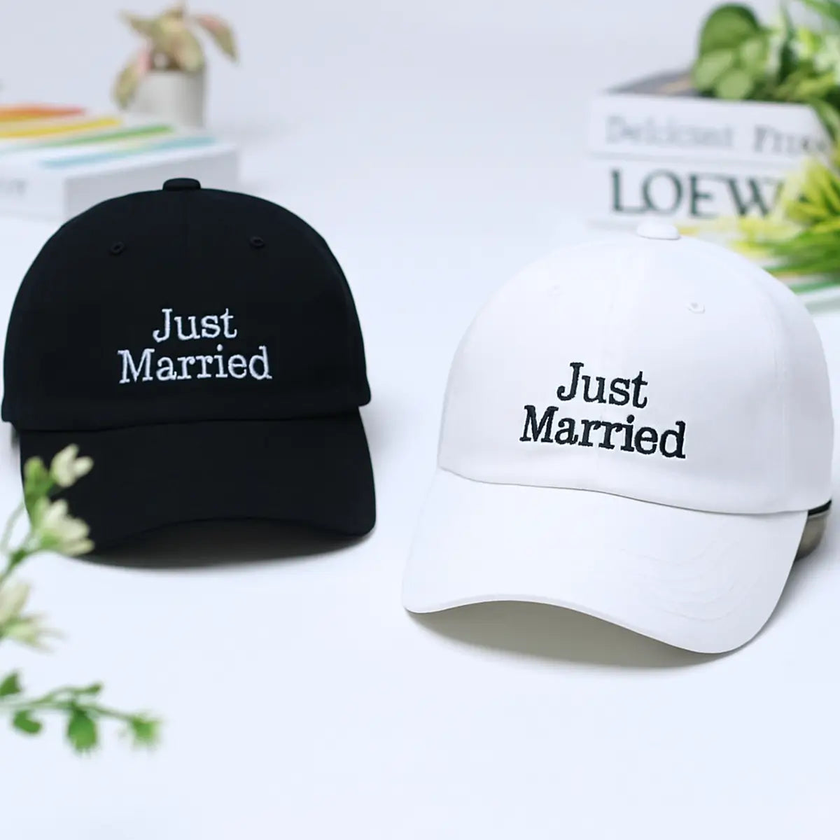 Custom Just Married Hat, Honeymoon Embroidered Gift, Wedding Gift, Groom Gift, Bride Gift