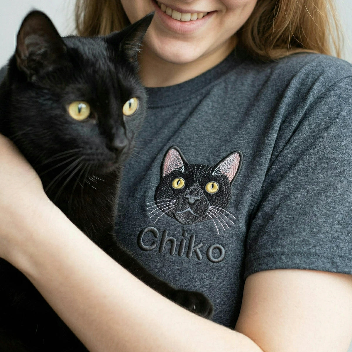 Dark Heather Cat Embroidered Shirt Custom Gift for Cat Mom