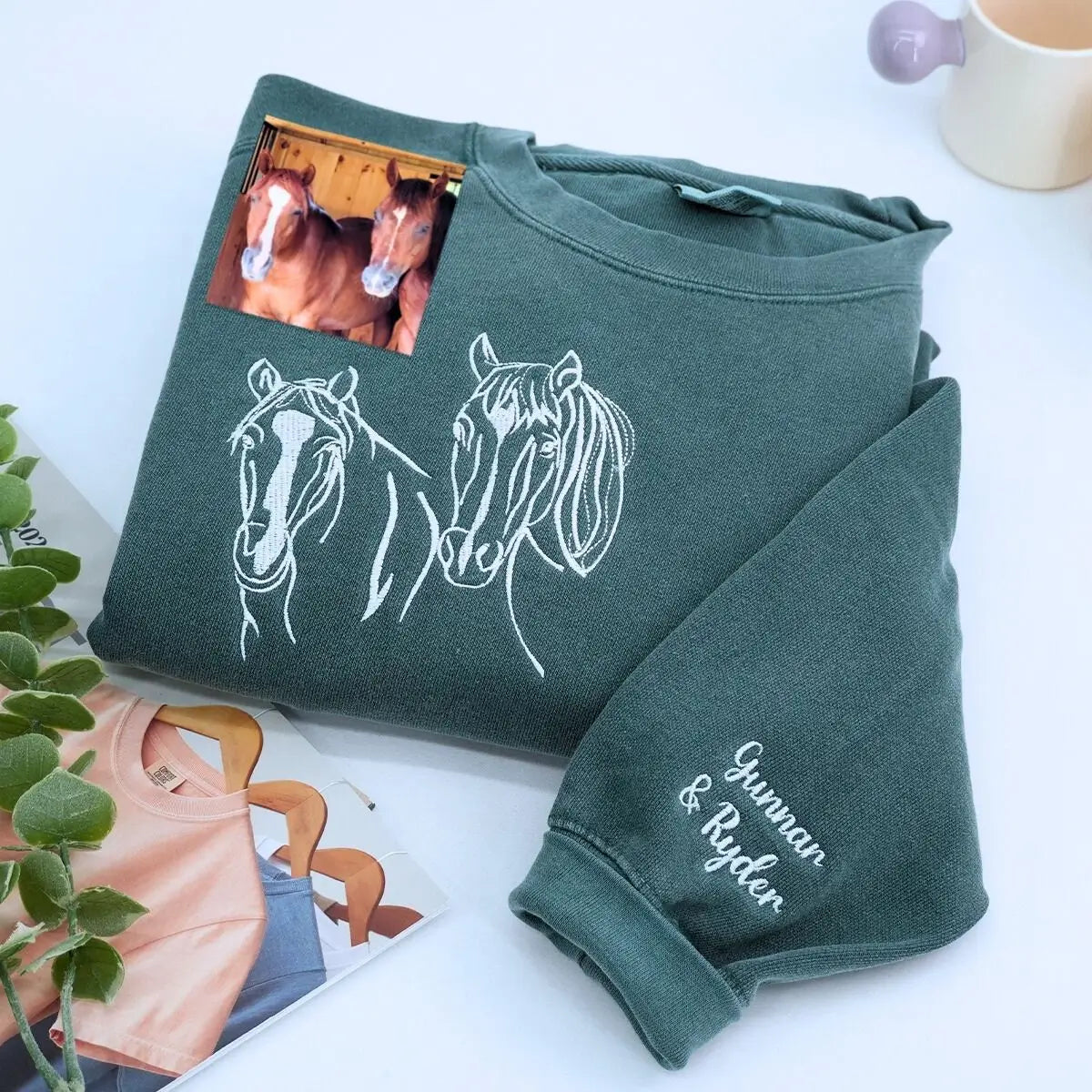 Comfort Color® Custom Embroidered Horse Sweatshirt from Photo