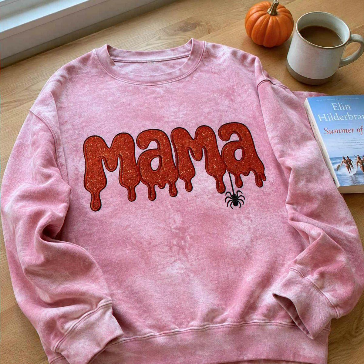 Spooky Season BOO Halloween Dripping Sweatshirt, Embroidered Glitter Crewneck, Trick Treat Party Outfit Fall