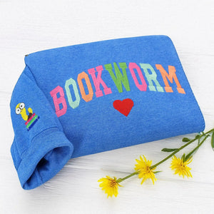 Embroidered Bookworm Sweatshirt, Personalized Back to School Gift for Teachers, Librarian & Book Lovers Readers