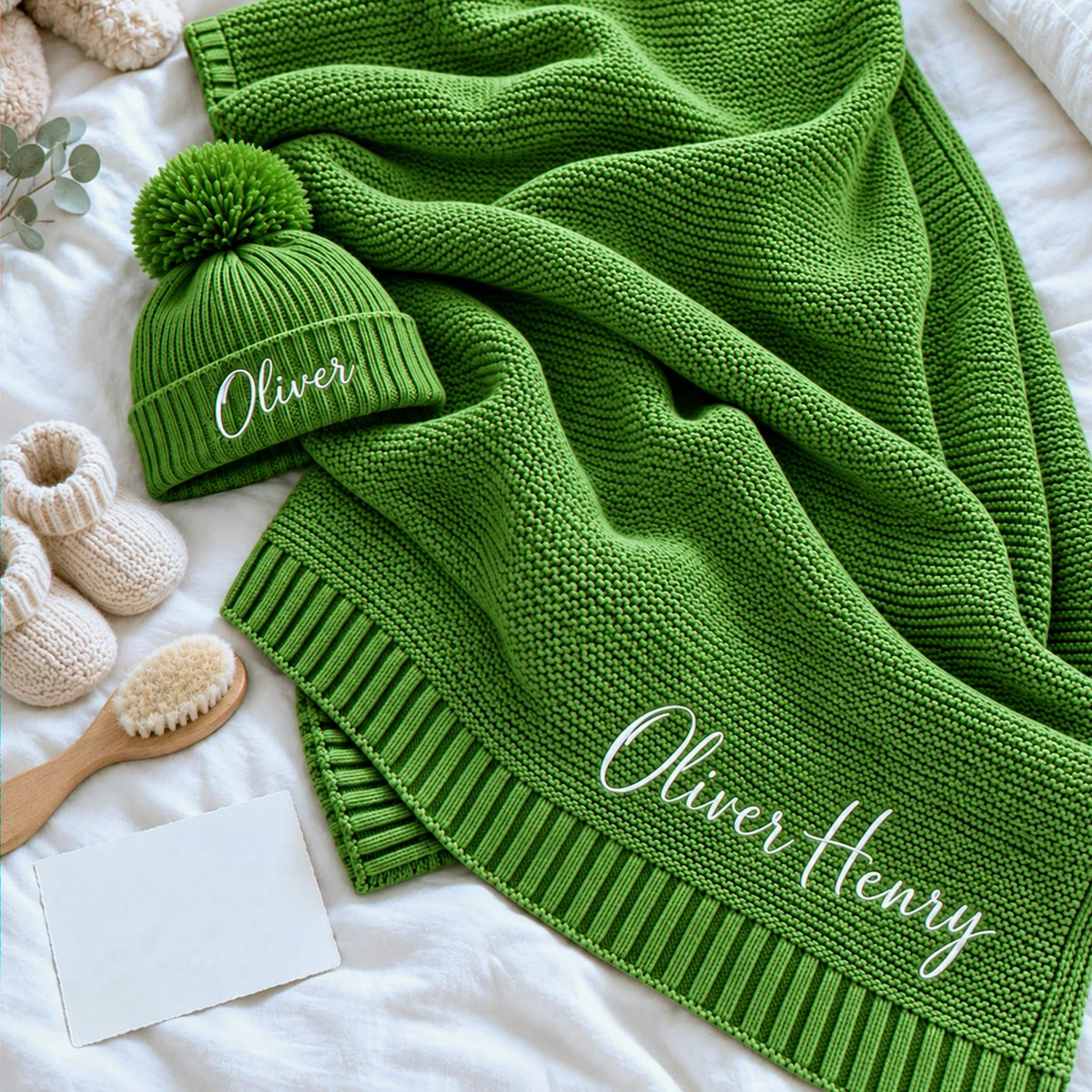 Custom Baby Blanket with Name, Embroidered Soft Cotton Knit Baby Blanket, Baby Shower Gift