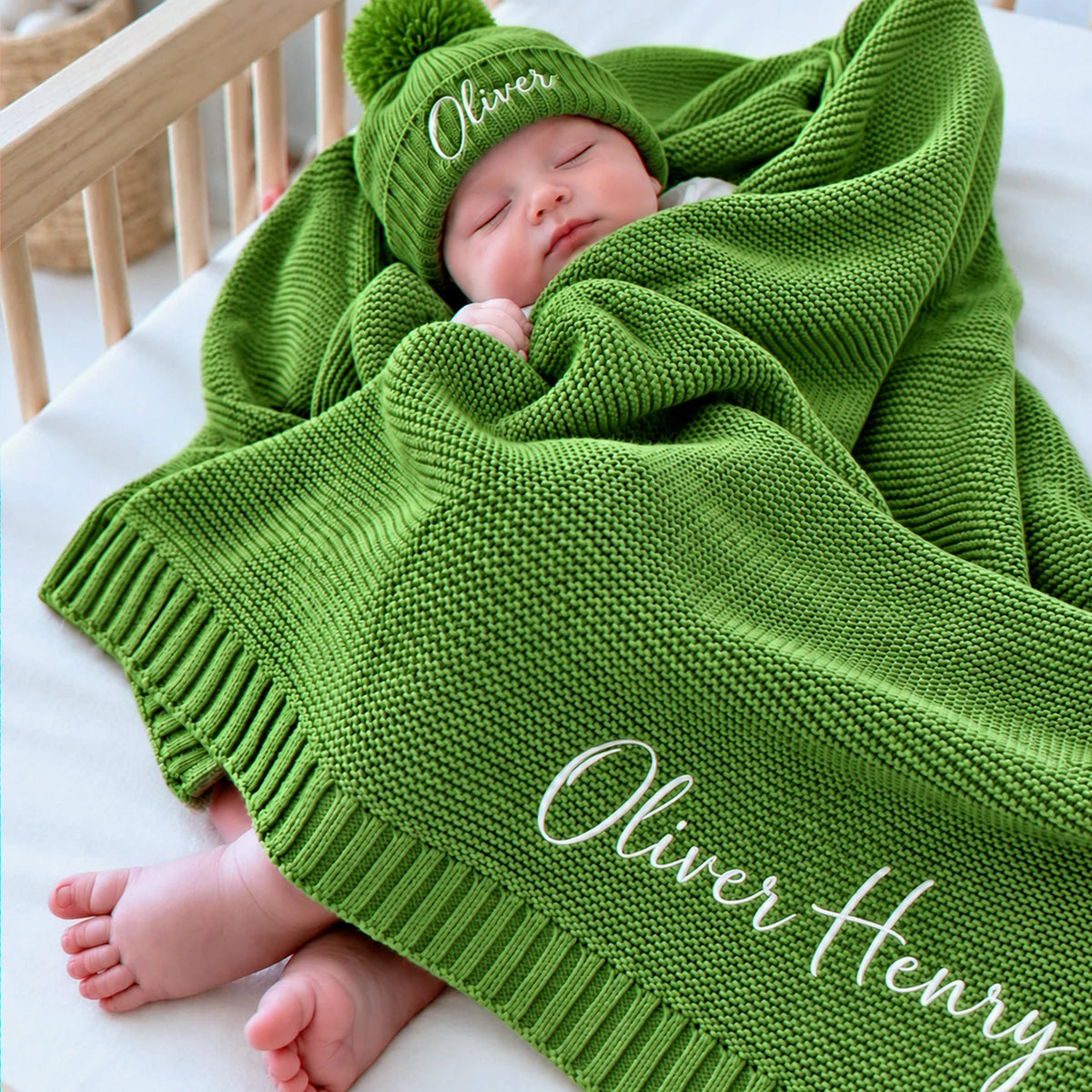 Custom Baby Blanket with Name, Embroidered Soft Cotton Knit Baby Blanket, Baby Shower Gift
