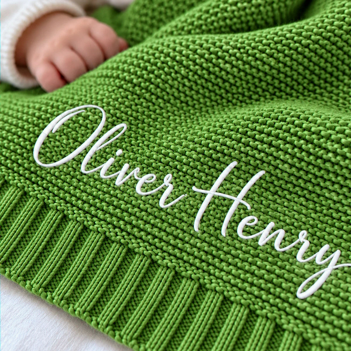Custom Baby Blanket with Name, Embroidered Soft Cotton Knit Baby Blanket, Baby Shower Gift