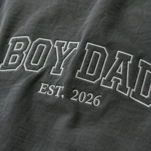 Custom Embroidered Boy Dad Est T-Shirt or Sweatshirt with Kid Name, Son in Law, Dad, Stepdad Fathers Day Gifts