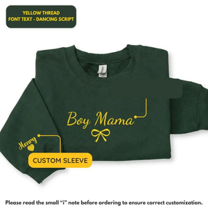 Personalized boy mom sweatshirt embroidered with kids names cozy custom Mother's Day gift for proud moms