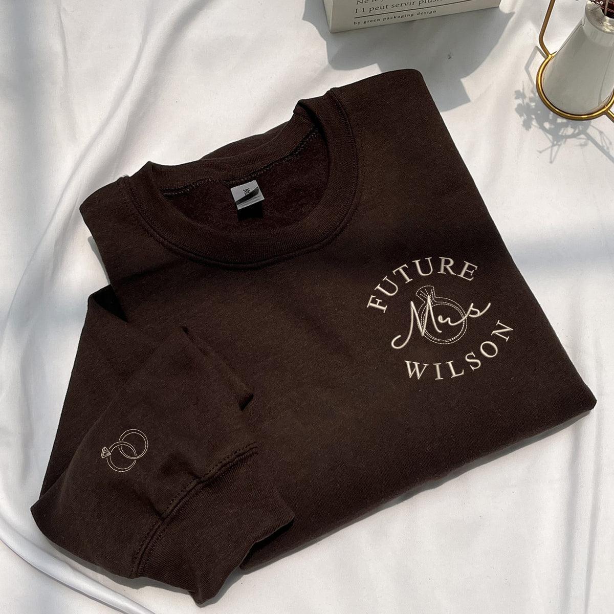 Personalized Bridal Shower Gift for Future Daughter in Law with Embroidered Future MRS Sweatshirt