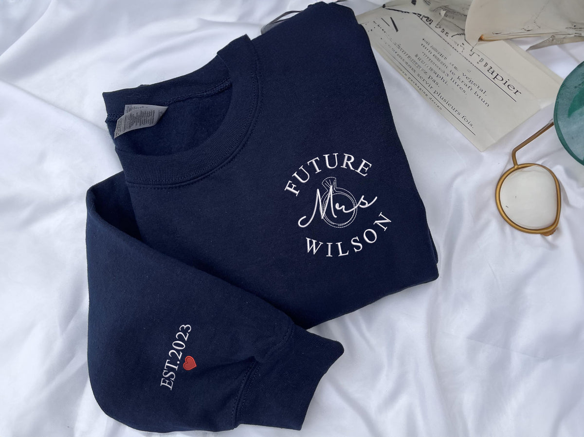 Personalized Bridal Shower Gift for Future Daughter in Law with Embroidered Future MRS Sweatshirt